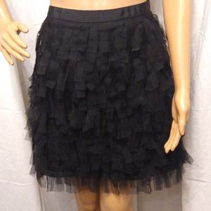 Ann Taylor Loft Black Tulle Ruffled Fringed  Mini Skirt Women's Size 2